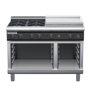 waldorf cue rn8806gl-cb-c0 1200mm gas cooktop on cabinet base with low splashback