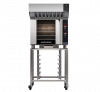 turbofan e31d4 - half size sheet pan digital electric convection oven with halton ventless hood on a stainless steel stand