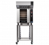 turbofan e32d5 - full size sheet pan digital electric convection oven with halton ventless hood on a stainless steel stand