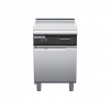 waldorf cue gp8600gl-cd-c0 600mm gas griddle on cabinet base with door and low splashback