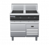 waldorf cue in8400hr3f-rb-c0 900mm electric induction cooktop on refrigerated base with high splashback