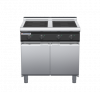 waldorf cue in8400lr3f-cd-c0 900mm electric induction cooktop on cabinet base with door and low splashback