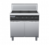 waldorf cue in8600hr2-cd-c0 900mm electric induction cooktop on cabinet base with door and high splashback