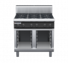 waldorf cue rn8600gh-cb-c0 900mm gas cooktop on cabinet base with high splashback