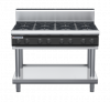 waldorf cue rn8800gh-ls-c0 1200mm gas cooktop on leg stand with high splashback