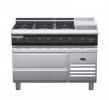 waldorf cue rn8803gl-rb-c0 1200mm gas cooktop on refrigerated base with low splashback